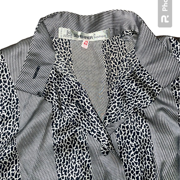 Jean Louis Scherrer Vintage Black & White 100% Silk Dress made in France sz 0-2 - Picture 5 of 9